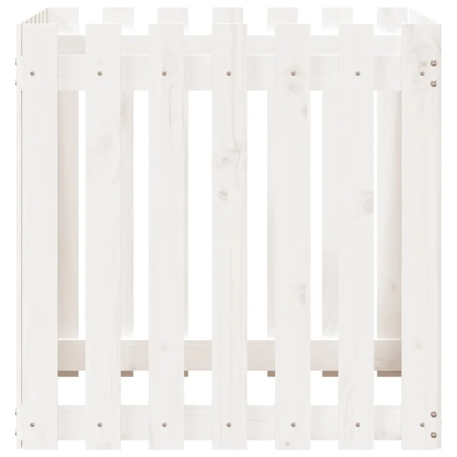 Jardinière avec design de clôture blanc 70x70x70 cm pin massif - 6