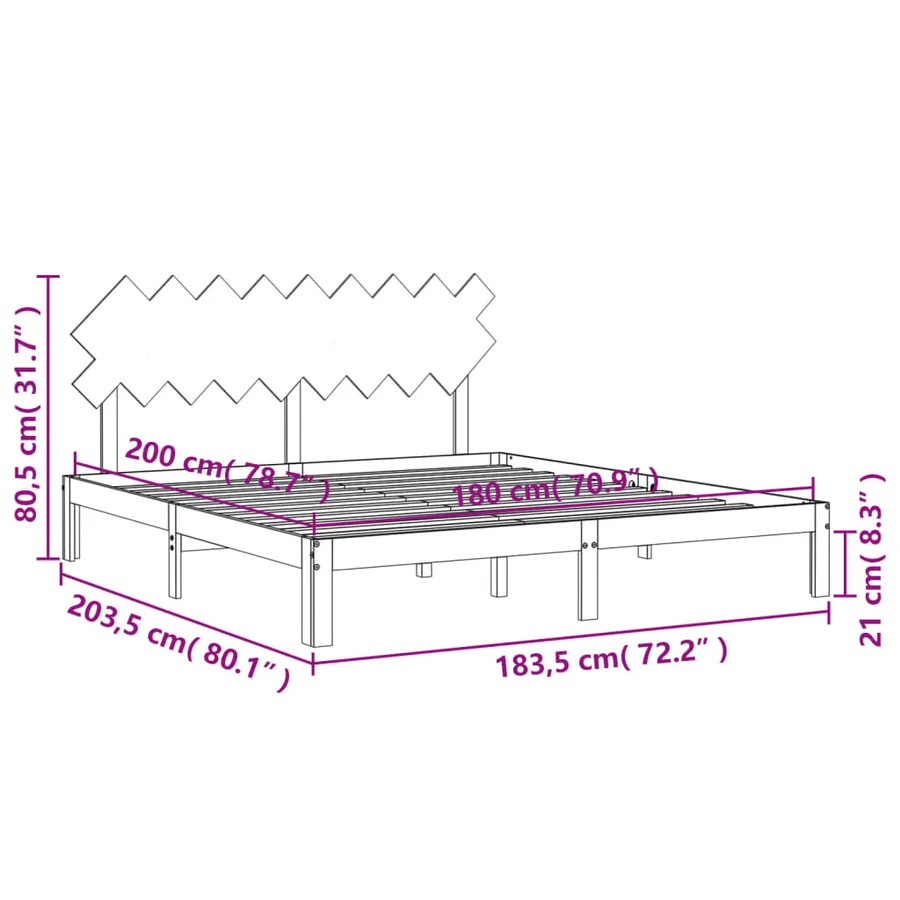 Cadre de lit sans matelas bois massif de pin - 12