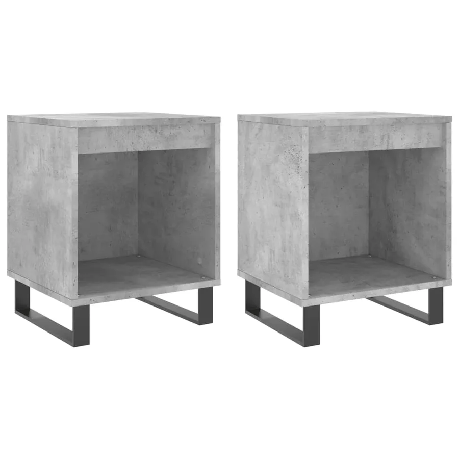 Tables de chevet 2 pcs gris béton 40x35x50 cm bois d’ingénierie - 2