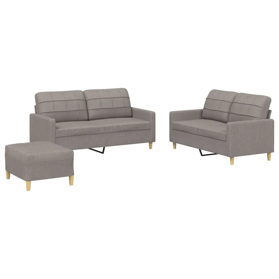 Ensemble de canapés 3 pcs avec coussins Taupe Tissu - 2
