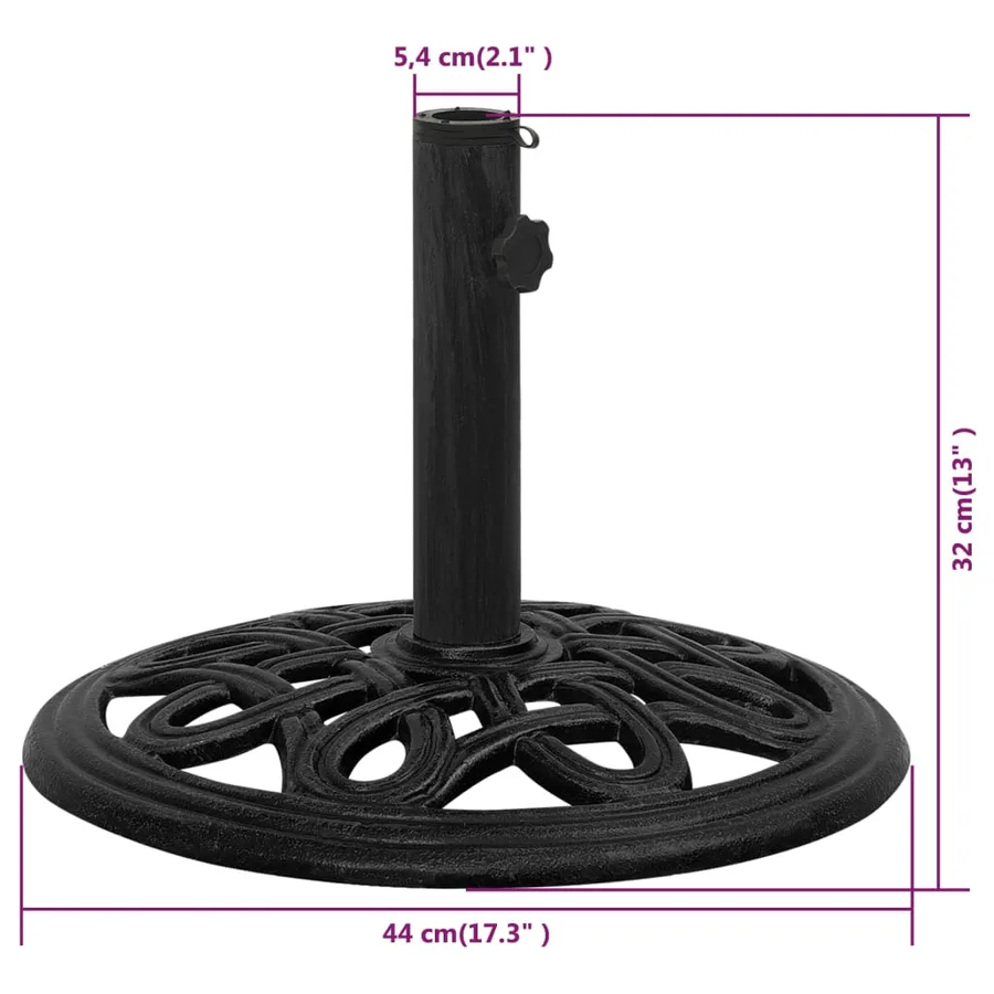 Socle de parasol Noir 44x44x32 cm Fonte - 7