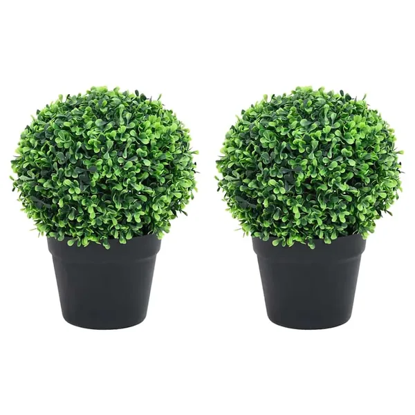 Plantes de buis artificiel 2 pcs avec pots Boule Vert 37 cm