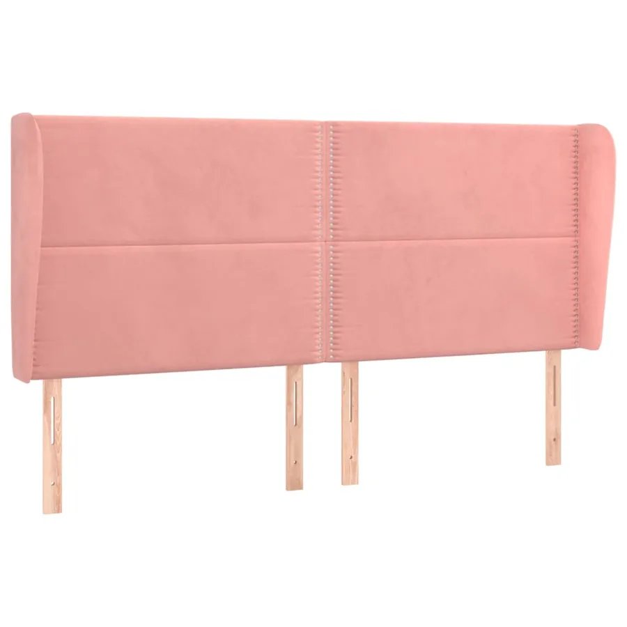 Tête de lit avec oreilles Rose 163x23x118/128 cm Velours - 2