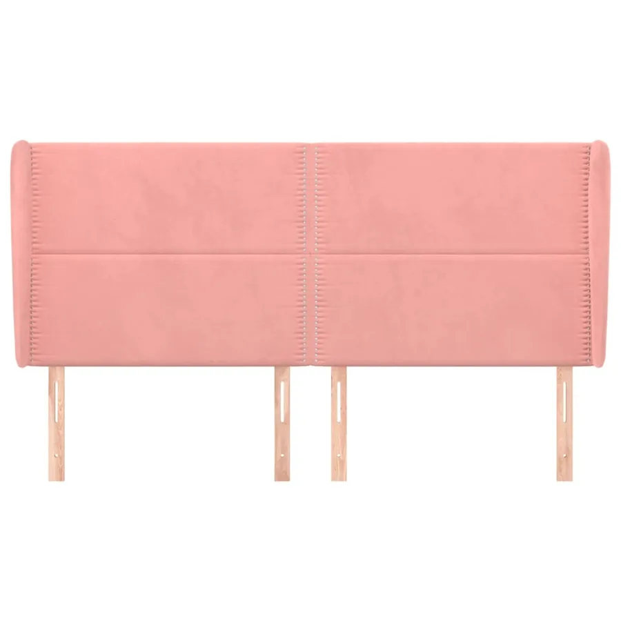Tête de lit avec oreilles Rose 163x23x118/128 cm Velours - 3