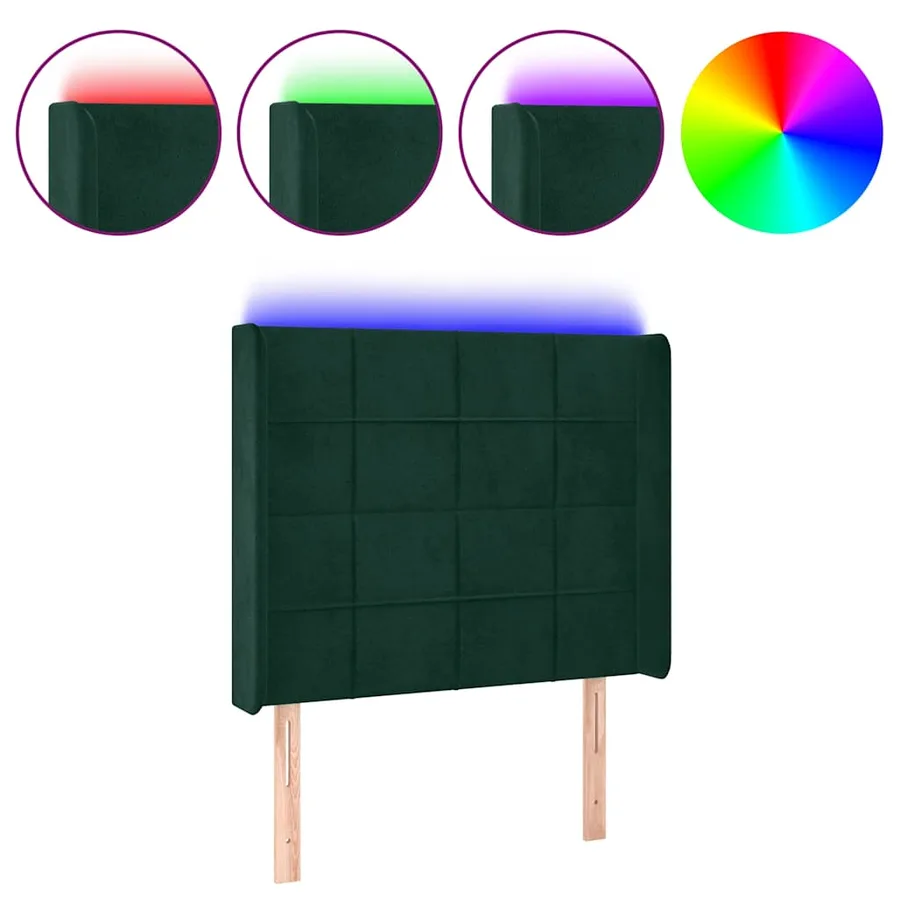 Tête de lit à LED Vert foncé 83x16x118/128 cm Velours - 2