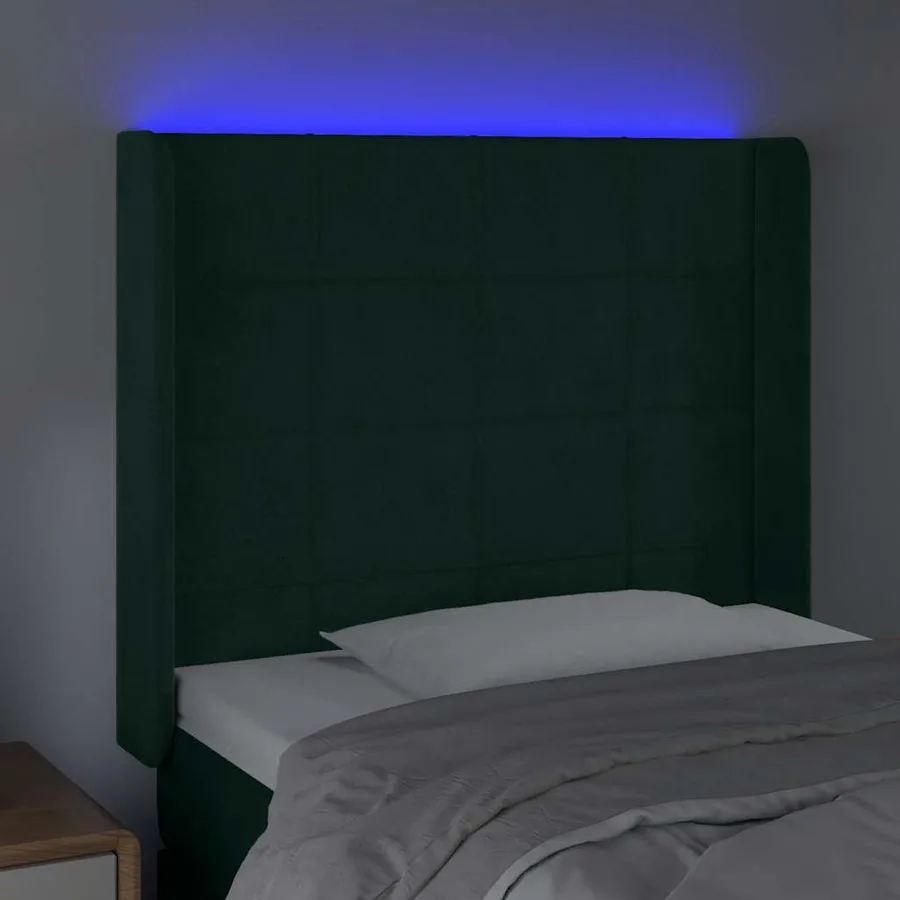 Tête de lit à LED Vert foncé 83x16x118/128 cm Velours - 4
