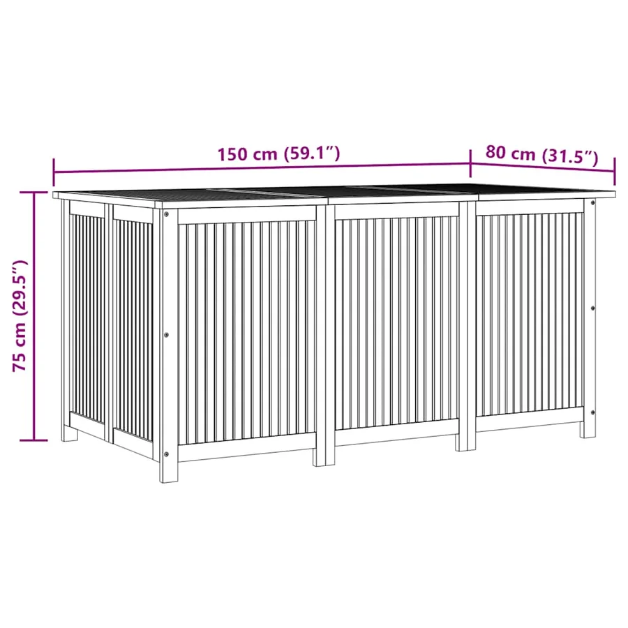 Boîte de rangement de jardin 150x80x75 cm bois massif d'acacia - 11
