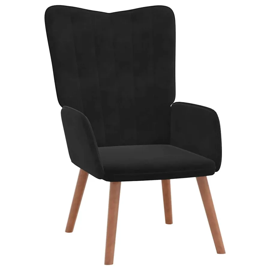 Chaise de relaxation avec repose-pied Noir Velours - 6