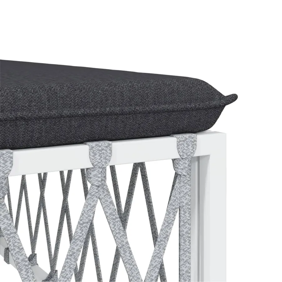 Salon de jardin 7 pcs avec coussins blanc acier - 6