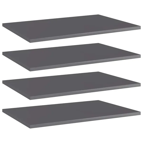Panneaux bibliothèque 4 pcs Gris brillant 60x40x1,5cm Aggloméré