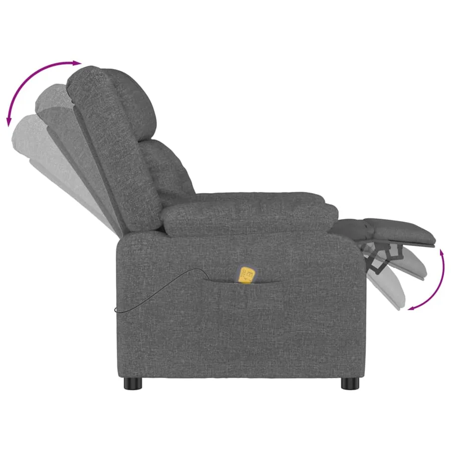 Fauteuil de massage Gris foncé Tissu - 5