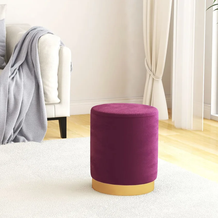 Tabouret de rangement rond Violet Velours 31 x 37 cm