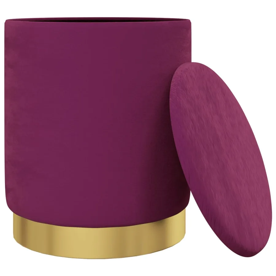 Tabouret de rangement rond Violet Velours 31 x 37 cm - 3