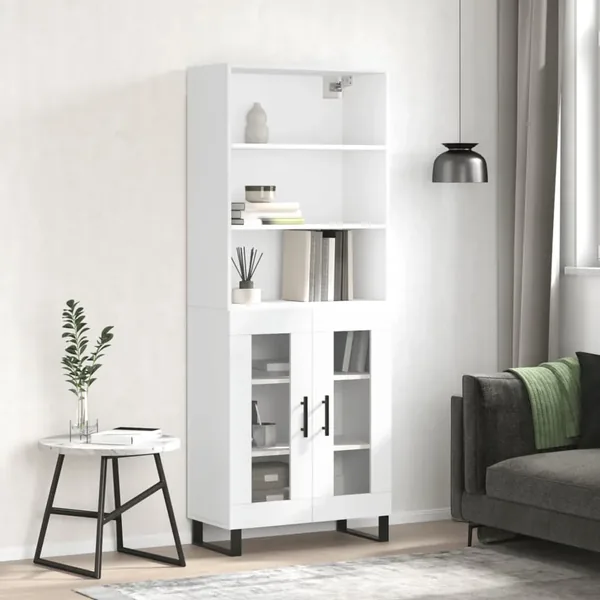 Buffet haut Blanc 69,5x34x180 cm Bois d'ingénierie