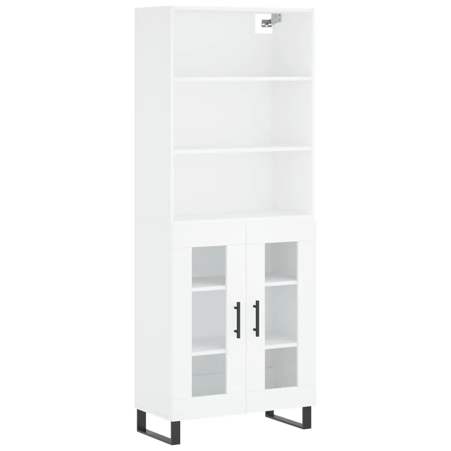Buffet haut Blanc 69,5x34x180 cm Bois d'ingénierie - 2
