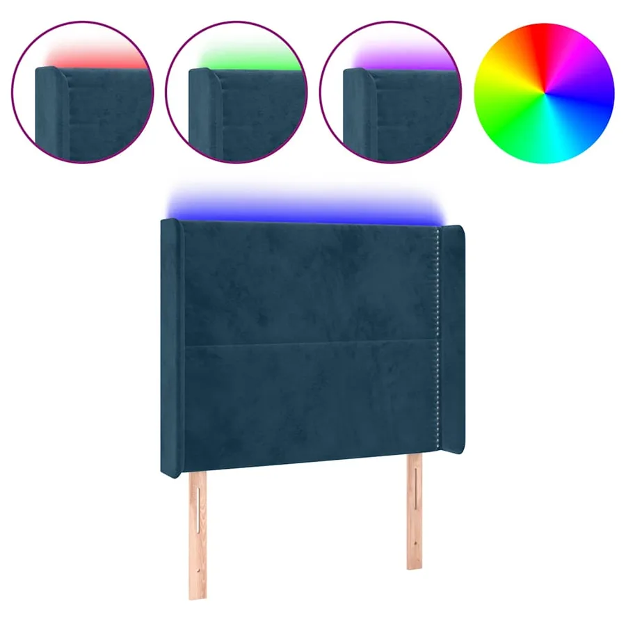 Tête de lit à LED Bleu foncé 83x16x118/128 cm Velours - 2