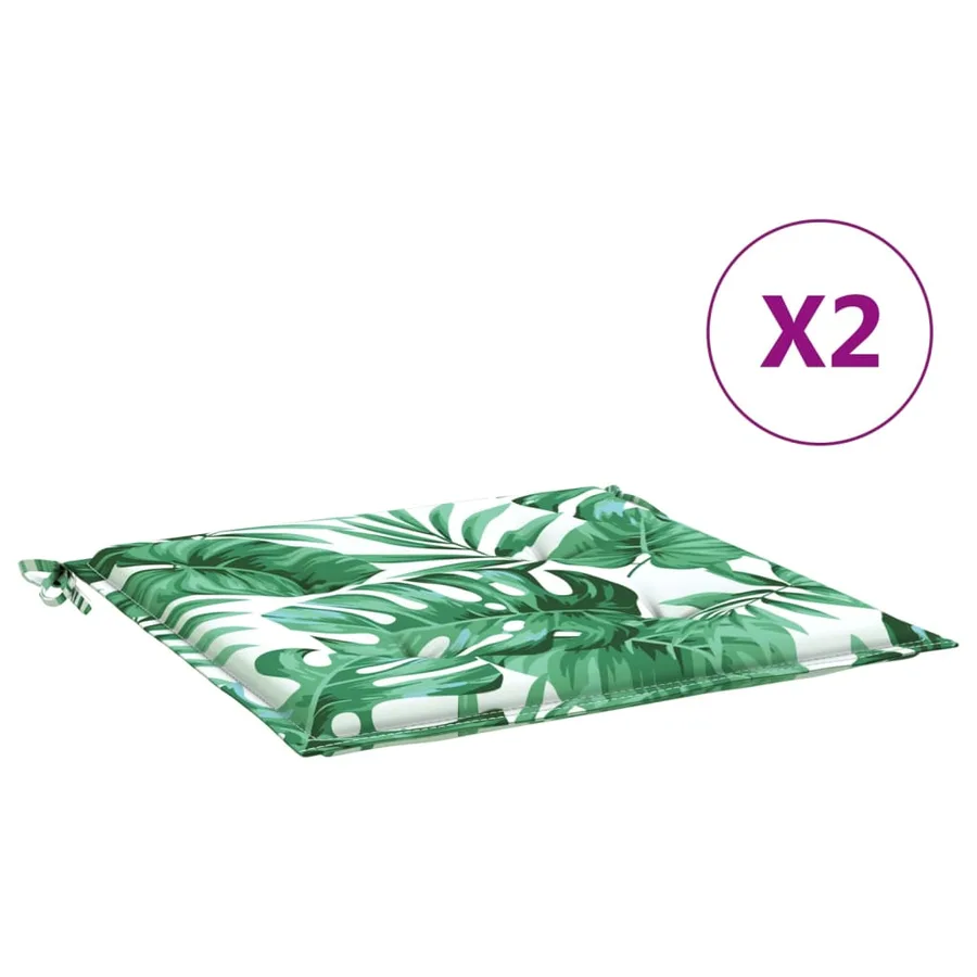 Coussins de chaise lot de 2 motif de feuilles 40x40x4 cm tissu - 2