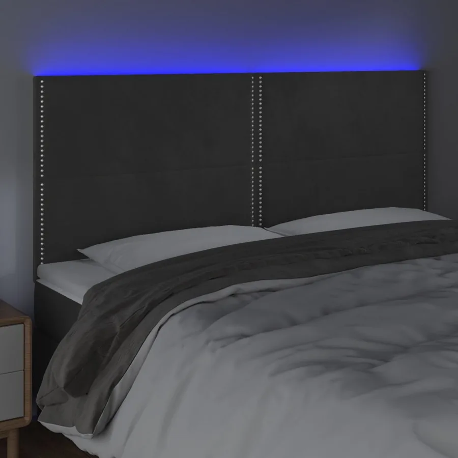 Tête de lit à LED Gris foncé 180x5x118/128 cm Velours - 3