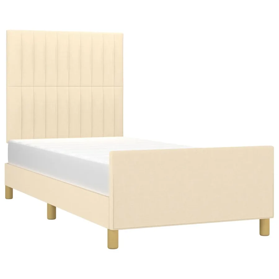 Cadre de lit sans matelas crème 90x200 cm tissu - 3