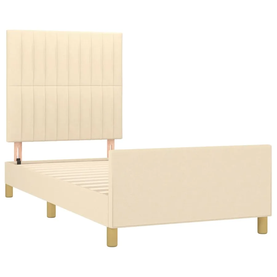 Cadre de lit sans matelas crème 90x200 cm tissu - 4