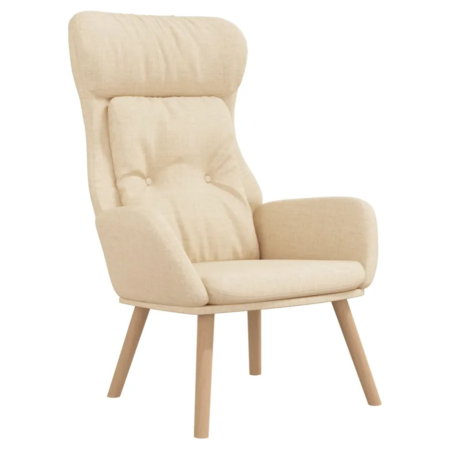 Chaise de relaxation avec repose-pied Crème Tissu - 4