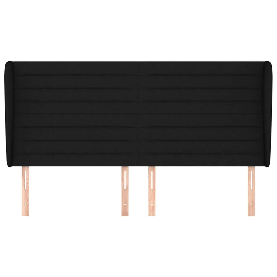 Tête de lit avec oreilles Noir 183x23x118/128 cm Tissu - 3