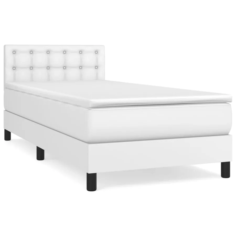 Sommier à lattes de lit avec matelas Blanc 100x200cm Similicuir - 2