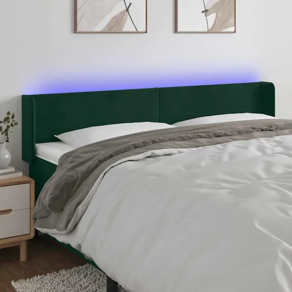 Tête de lit à LED Vert foncé 163x16x78/88 cm Velours