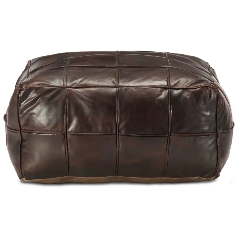 Pouf 60 x 60 x 30 cm Marron foncé Cuir véritable de chèvre - 2