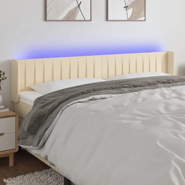 Tête de lit à LED Crème 163x16x78/88 cm Tissu