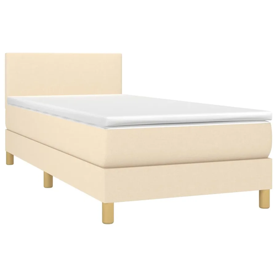 Sommier à lattes de lit avec matelas LED Crème 100x200 cm Tissu - 3