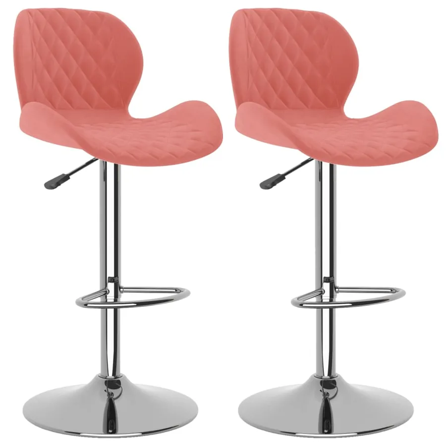 Tabourets de bar lot de 2 rose velours - 2