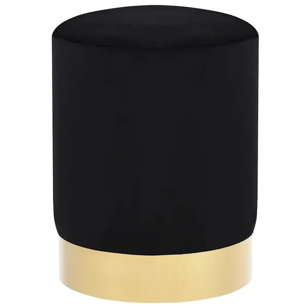 Tabouret Noir et doré Velours 28 x 36 cm
