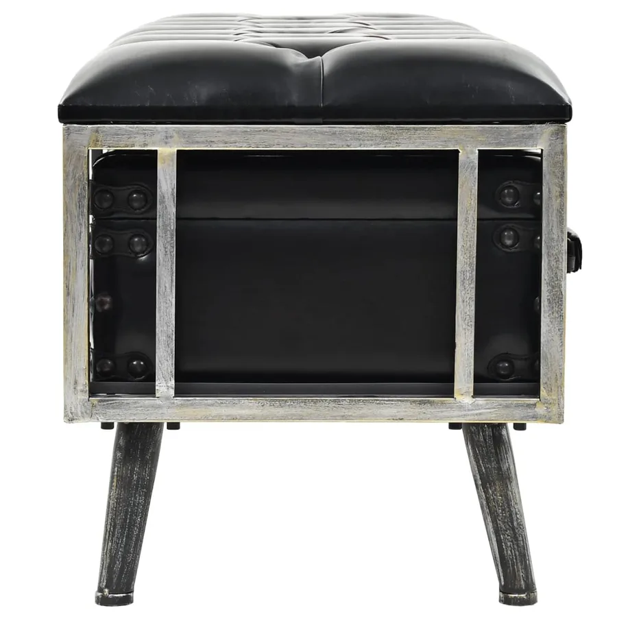 Banc de rangement 110 cm noir similicuir - 4