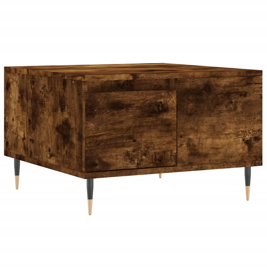 Table basse chêne fumé 55x55x36,5 cm bois d'ingénierie - 2