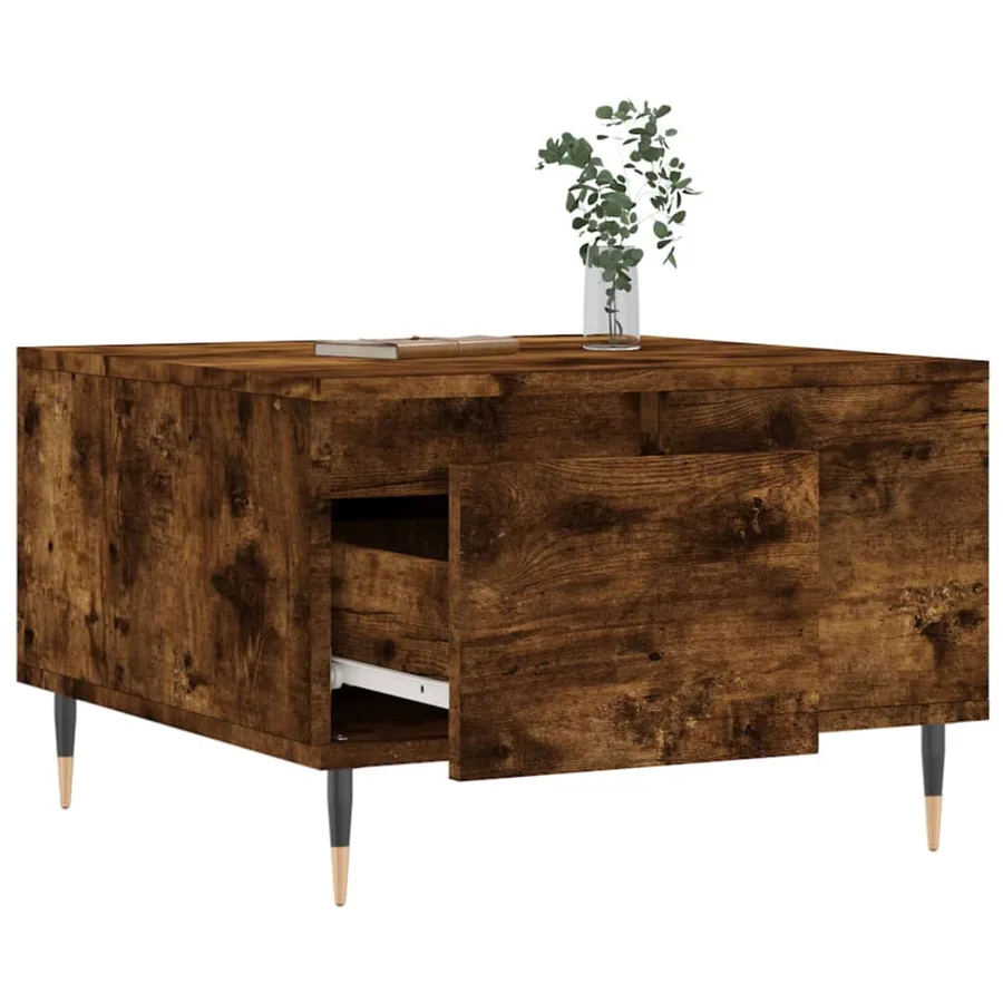 Table basse chêne fumé 55x55x36,5 cm bois d'ingénierie - 4