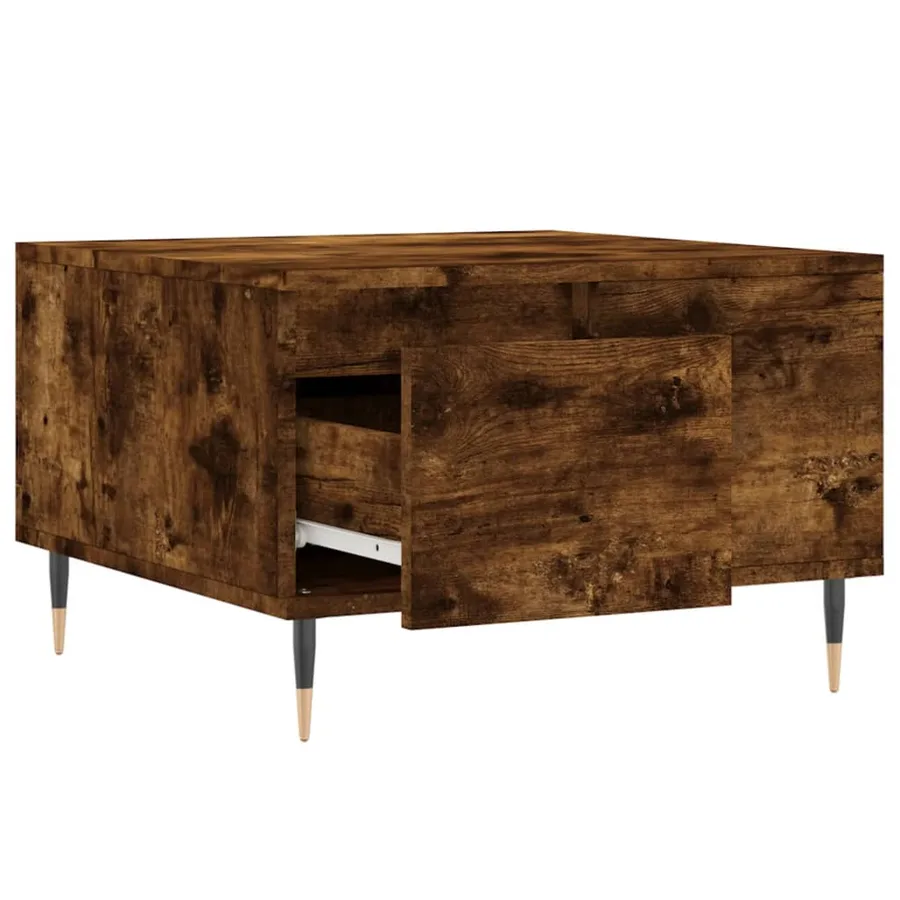 Table basse chêne fumé 55x55x36,5 cm bois d'ingénierie - 6