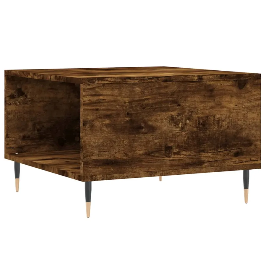Table basse chêne fumé 55x55x36,5 cm bois d'ingénierie - 8