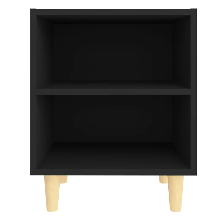 Tables de chevet avec pieds en bois 2 pcs Noir 40x30x50 cm - 4