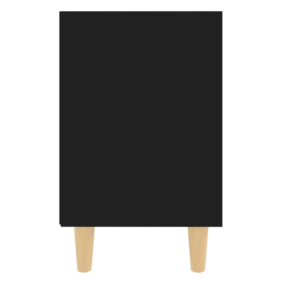 Tables de chevet avec pieds en bois 2 pcs Noir 40x30x50 cm - 5