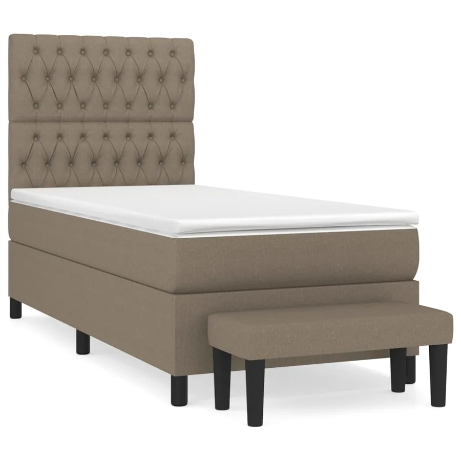 Sommier à lattes de lit avec matelas Taupe 90x200 cm Tissu - 2