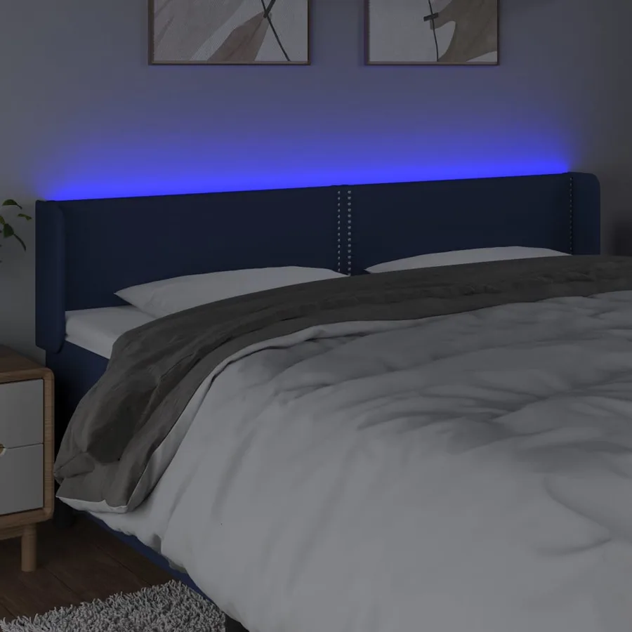 Tête de lit à LED Bleu 183x16x78/88 cm Tissu - 4