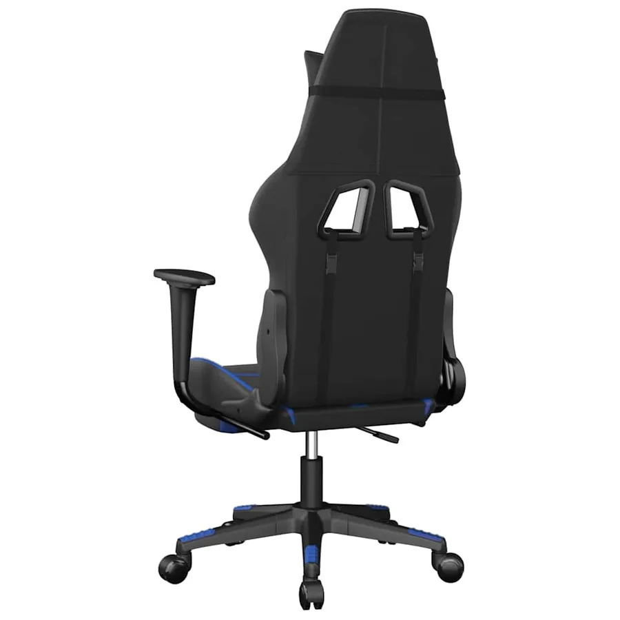 Chaise de jeu de massage et repose-pied Noir et bleu Similicuir - 6