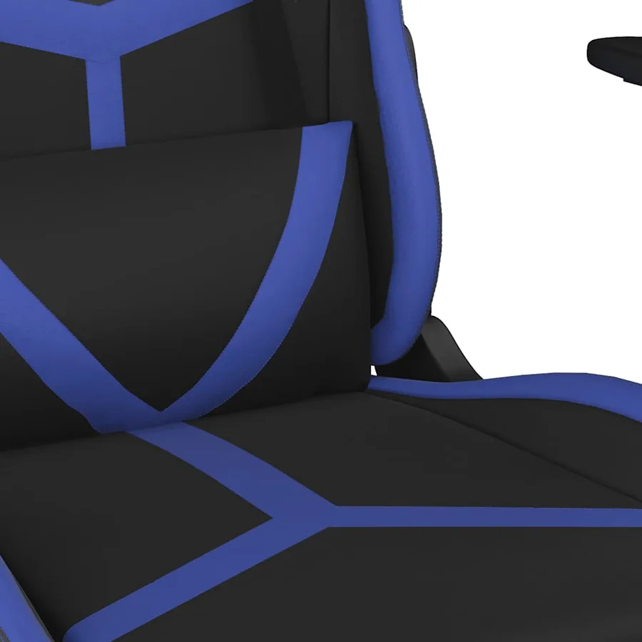 Chaise de jeu de massage et repose-pied Noir et bleu Similicuir - 9