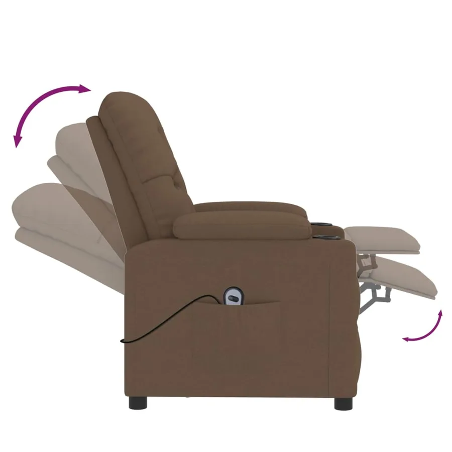 Fauteuil inclinable électrique Marron Tissu - 7