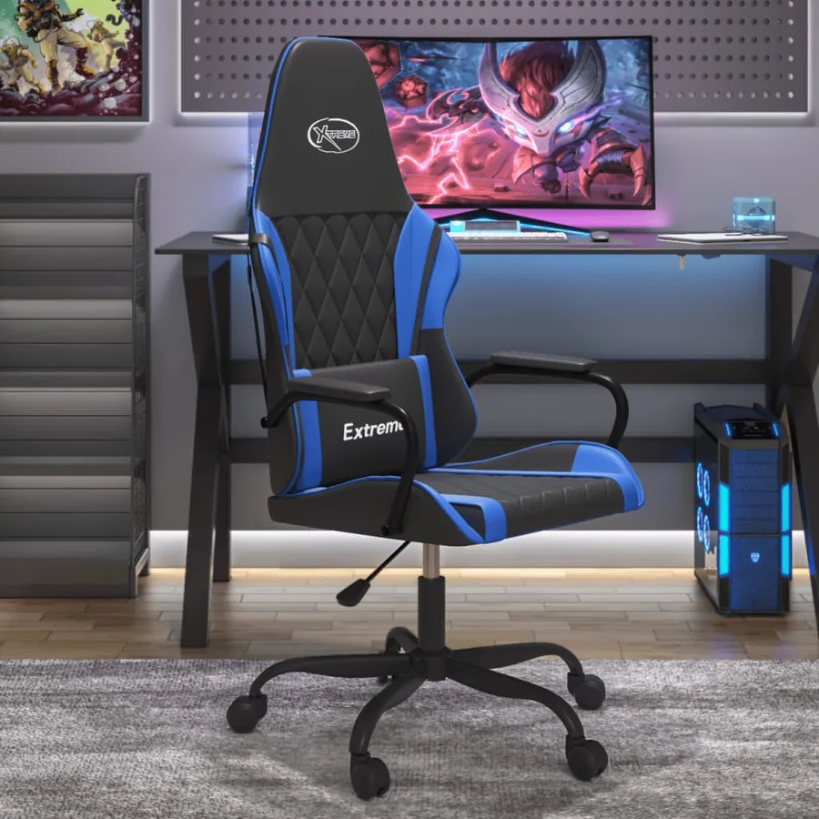 Chaise de jeu de massage Noir et bleu Similicuir