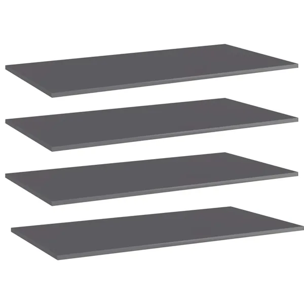 Panneaux bibliothèque 4pcs Gris brillant 100x50x1,5cm Aggloméré