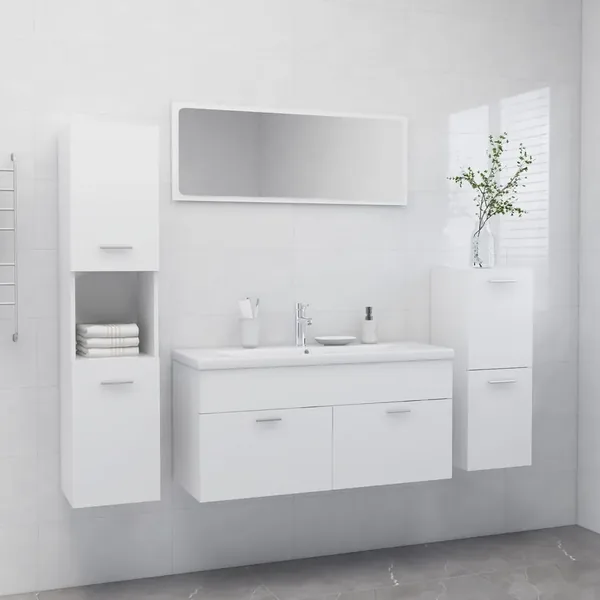 Ensemble de meubles de salle de bain Blanc Aggloméré