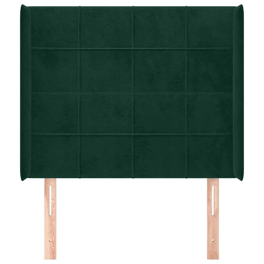 Tête de lit avec oreilles Vert foncé 103x16x118/128 cm Velours - 3