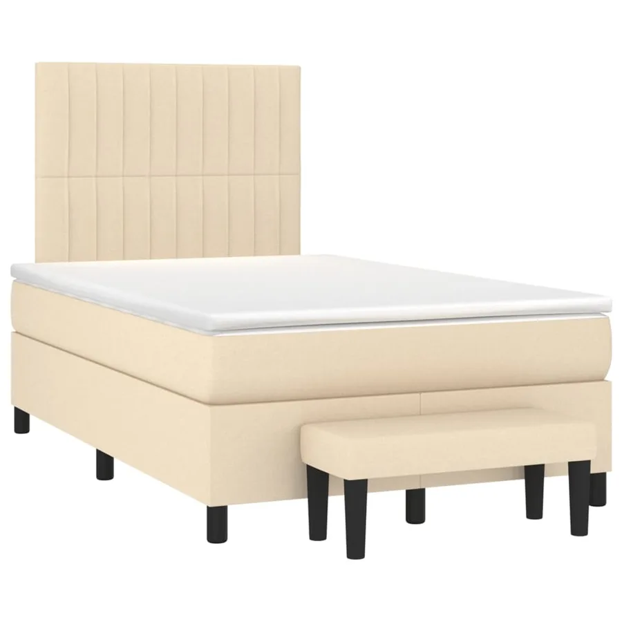 Sommier à lattes de lit avec matelas Crème 120x200 cm Tissu - 3